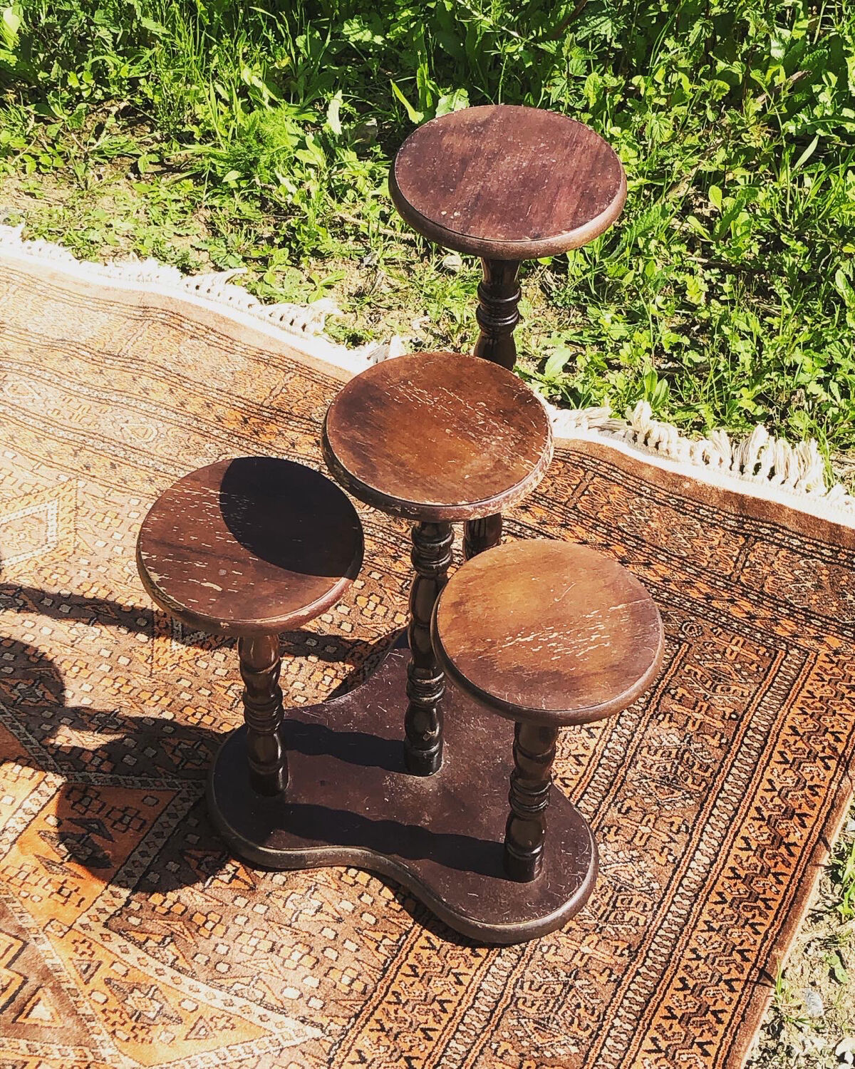 Wooden plant holder four trays