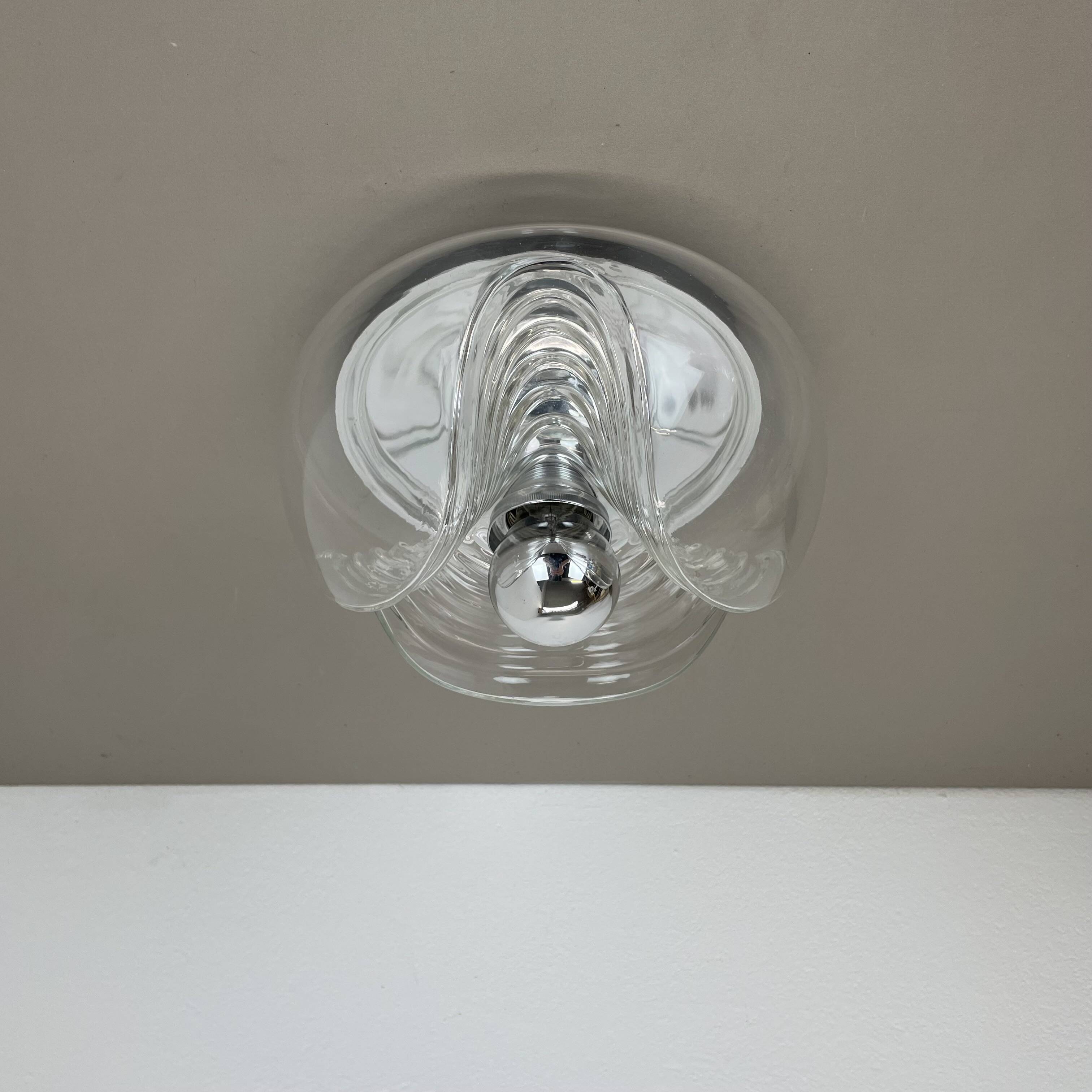 27cm "Wave" ceiling Wall Light by Koch and Lowy, Peill & Putzler, Germany