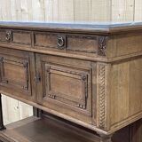 Louis XVI style oak server with marble top