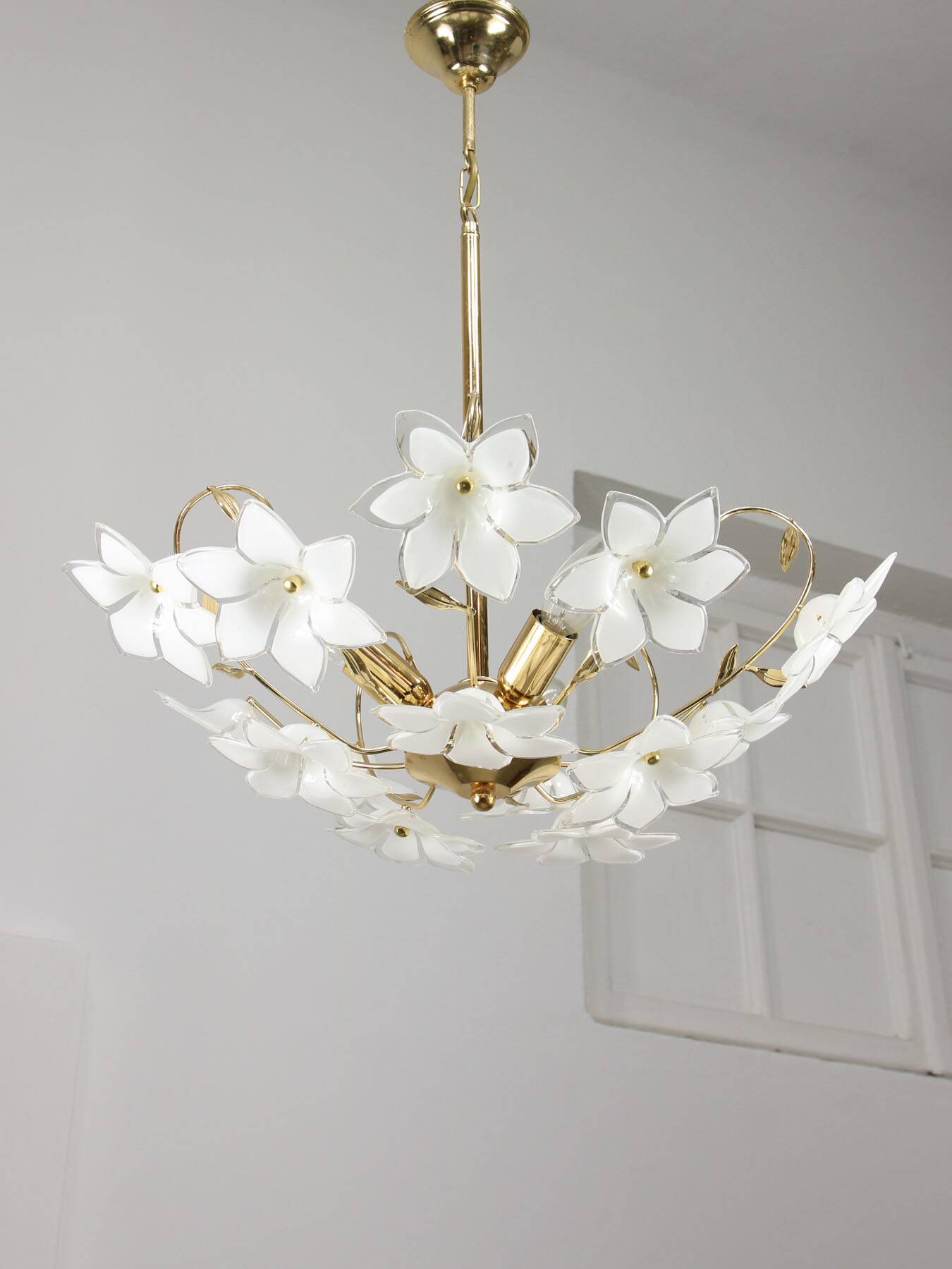 Vintage Italian Murano Glass Flower Chandelier