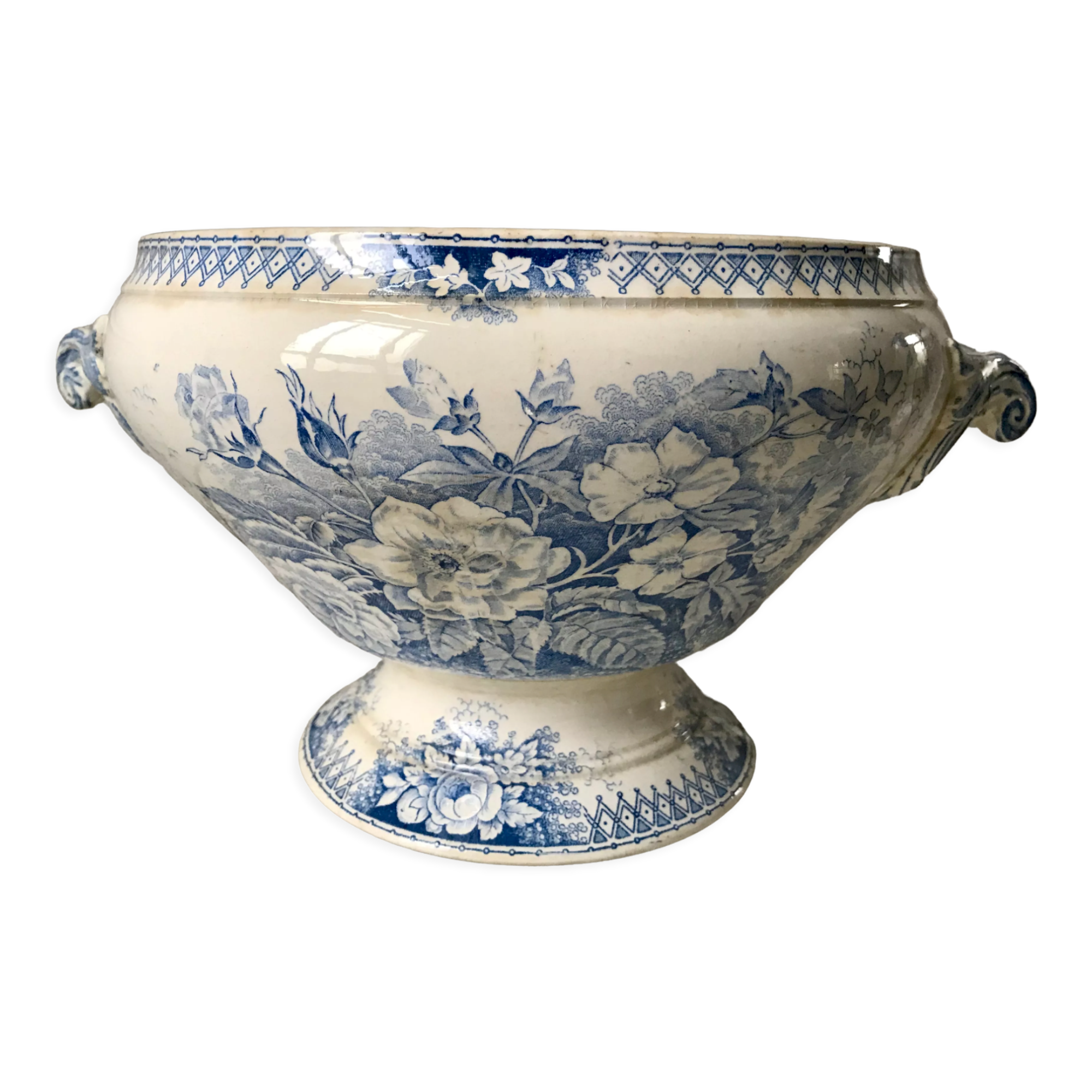 salad bowl Terre de Fer Digoin Sarreguemines model "Planter" late nineteenth
