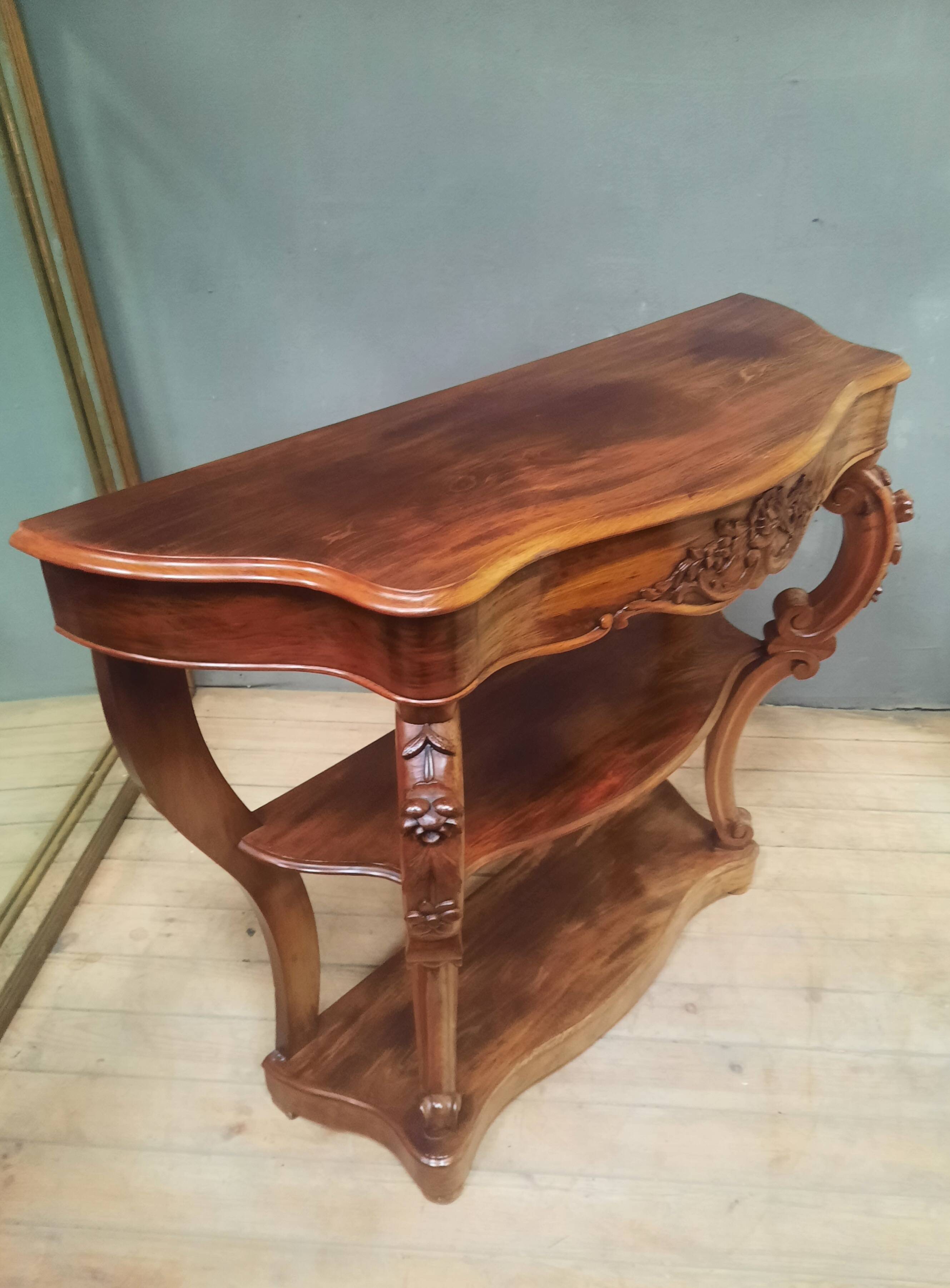 19th century Louis XV style console table in veneer wood