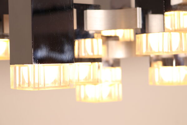 Plafonnier modèle 'Cubic' avec 13 luminaires par Sciolari - Italie - 1970's