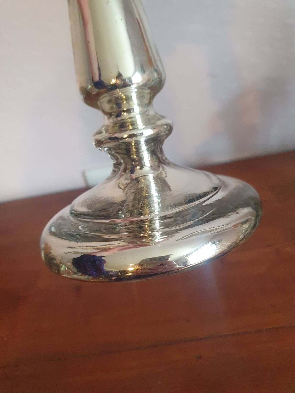Vintage mercury glass candle holder