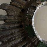 Sun mirror by Irena Jaworska in gilded lead and green glass 1960