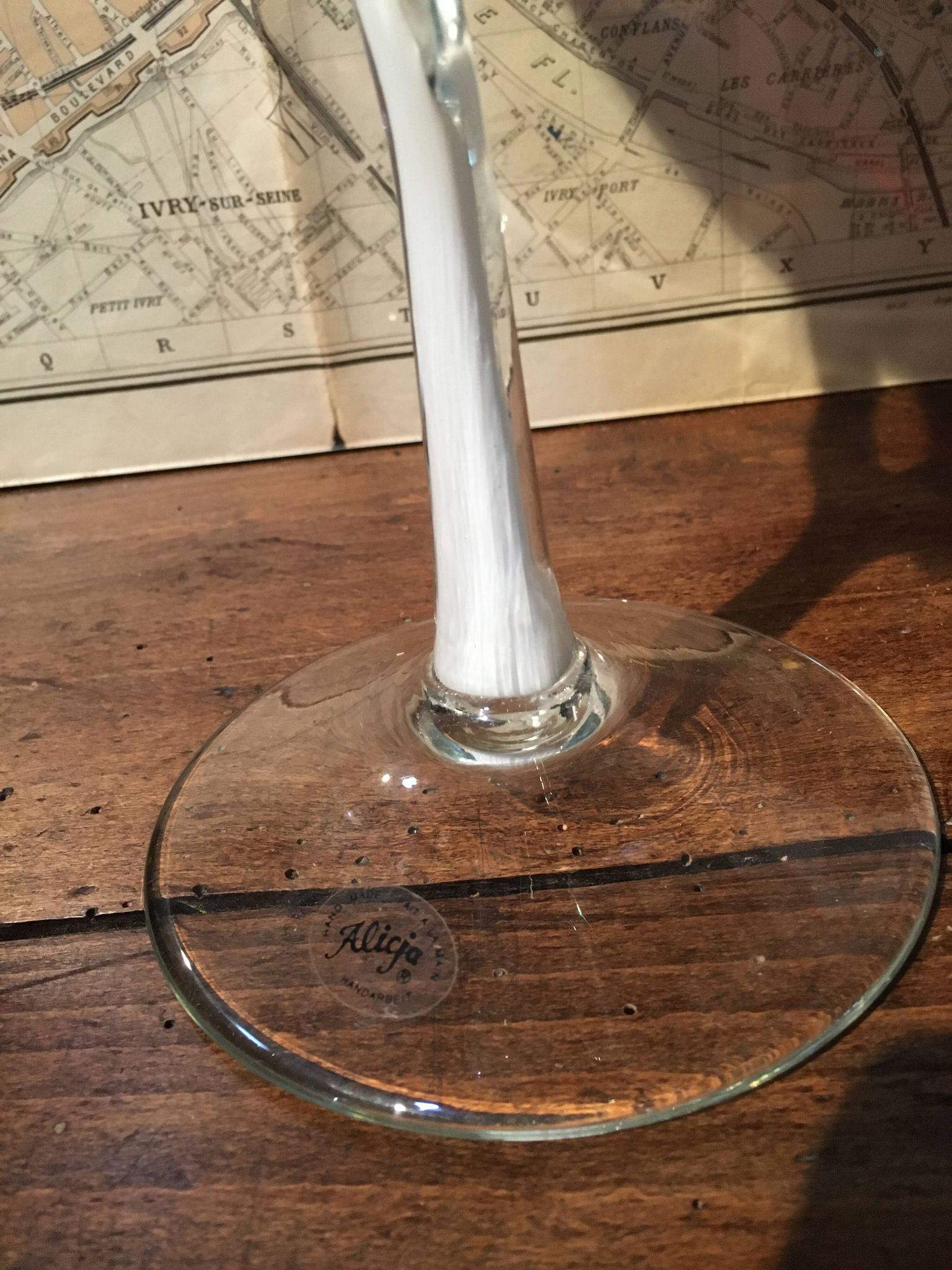 Coupe en verre étiré "Alicja" Pologne années 70