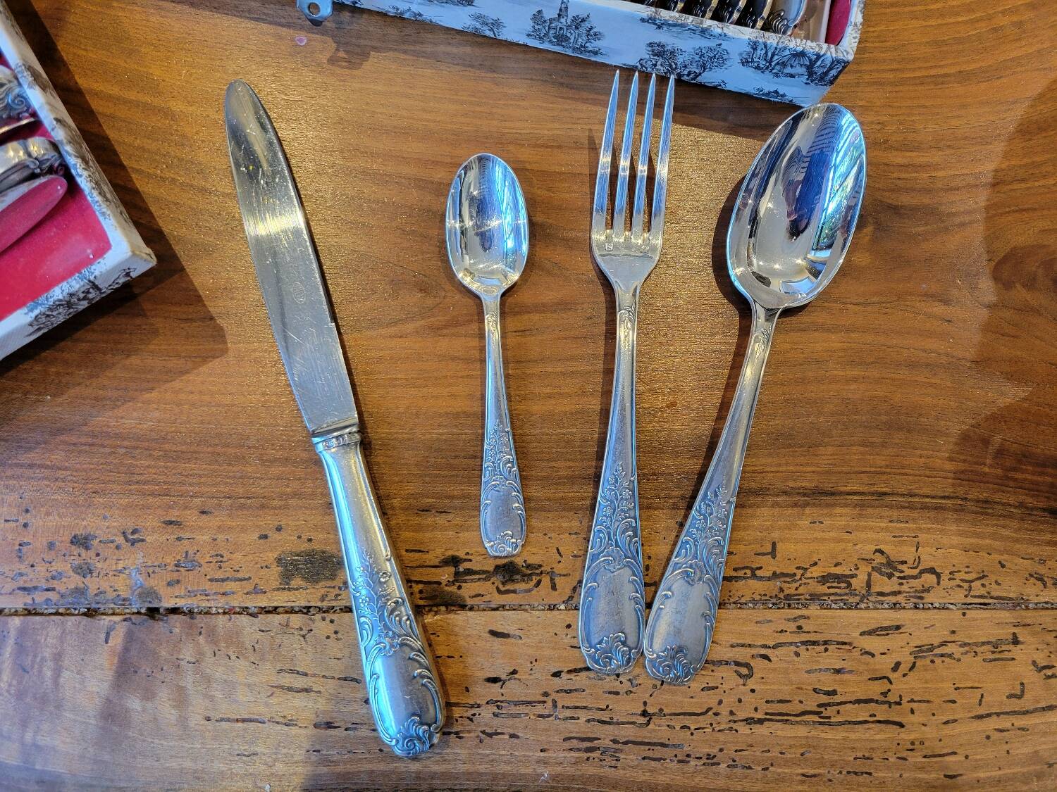 49-piece silver flatware set