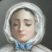 Portrait of a young girl in pastel from the 19th century.