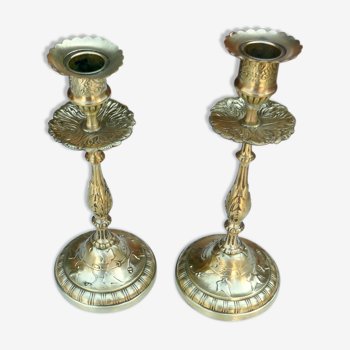 Brass candle holders XIXth