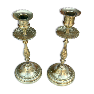 Brass candle holders XIXth