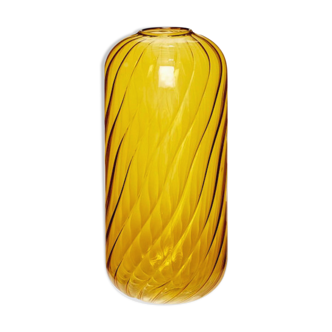 Vase en verre torsadé jaune 15cm