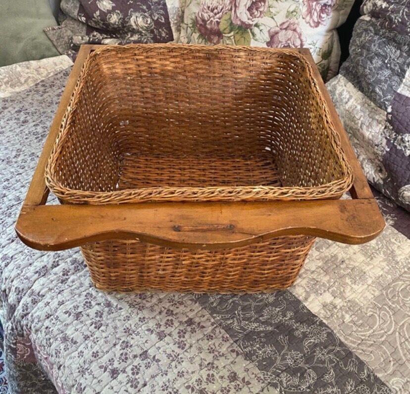 Wood and wicker basket