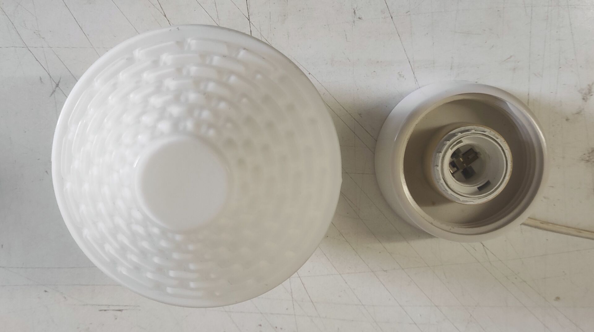 Bauhaus style ceiling light in opaline glass - mid 20th century