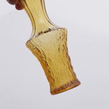 Yellow glass vase streaked and flared