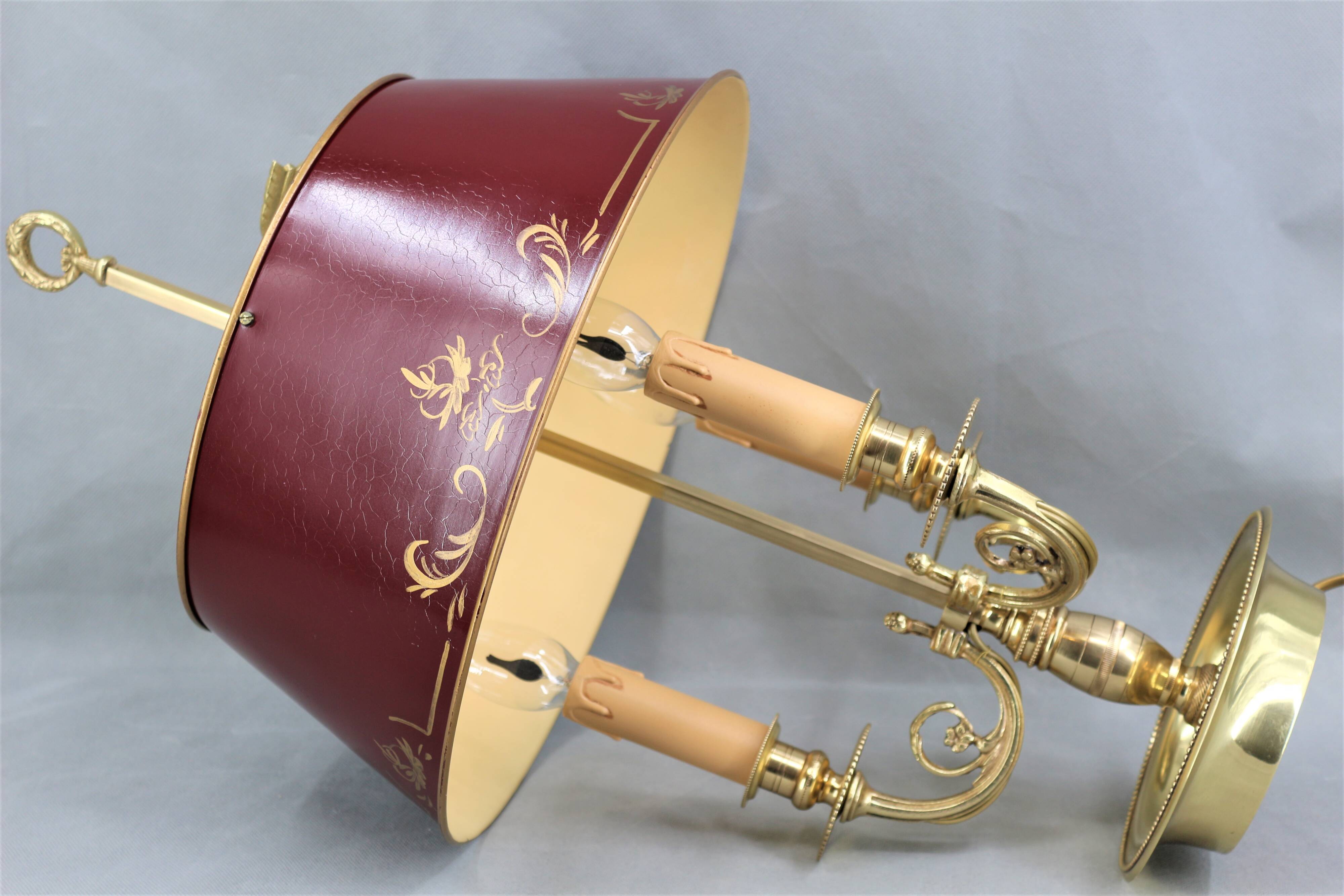 Bouillotte lamp in gilded bronze, Louis XV style, three lights