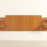 Headboard with teak bedside tables, France, 1960s