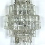 Pair of XL clear murano glass elements wall lamps produced in Italy during the 70s. Attributable to