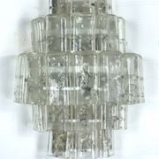 Pair of XL clear murano glass elements wall lamps produced in Italy during the 70s. Attributable to