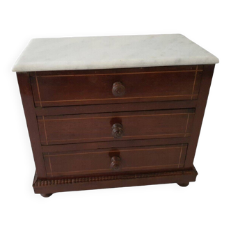 Old toy doll dresser marble top 3 vintage drawers