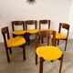 Set of 6 Scandinavian style chairs Girsberger 70s vintage solid wood mustard yellow