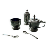 Service à Condiments Art Déco en Argent Massif Walker & Hall 1940
