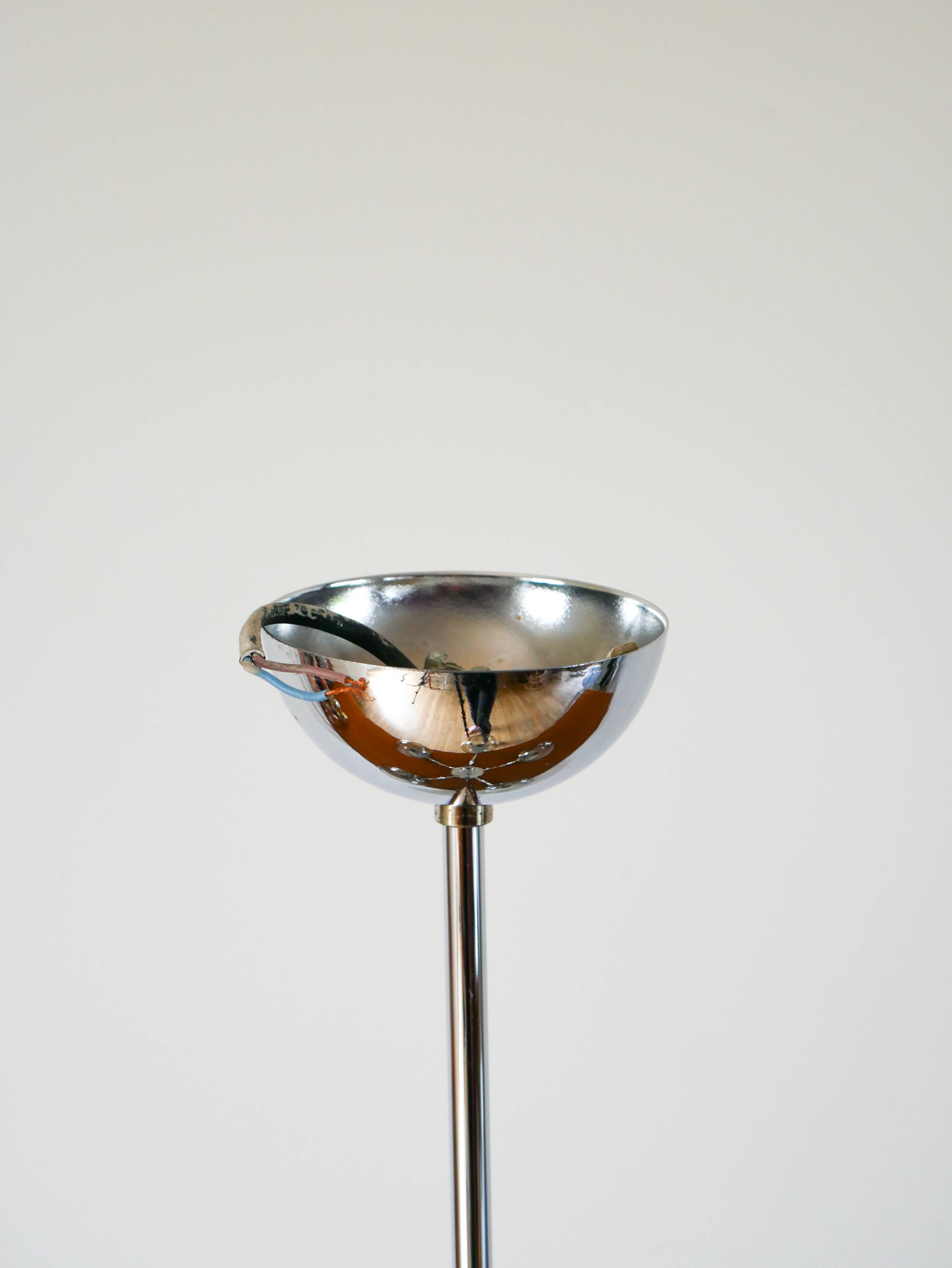 Five-branched chandelier, in chrome and smoked glass globes, Design, 1970