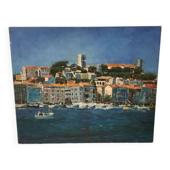 ERCAN Le Suquet Cannes on canvas frame