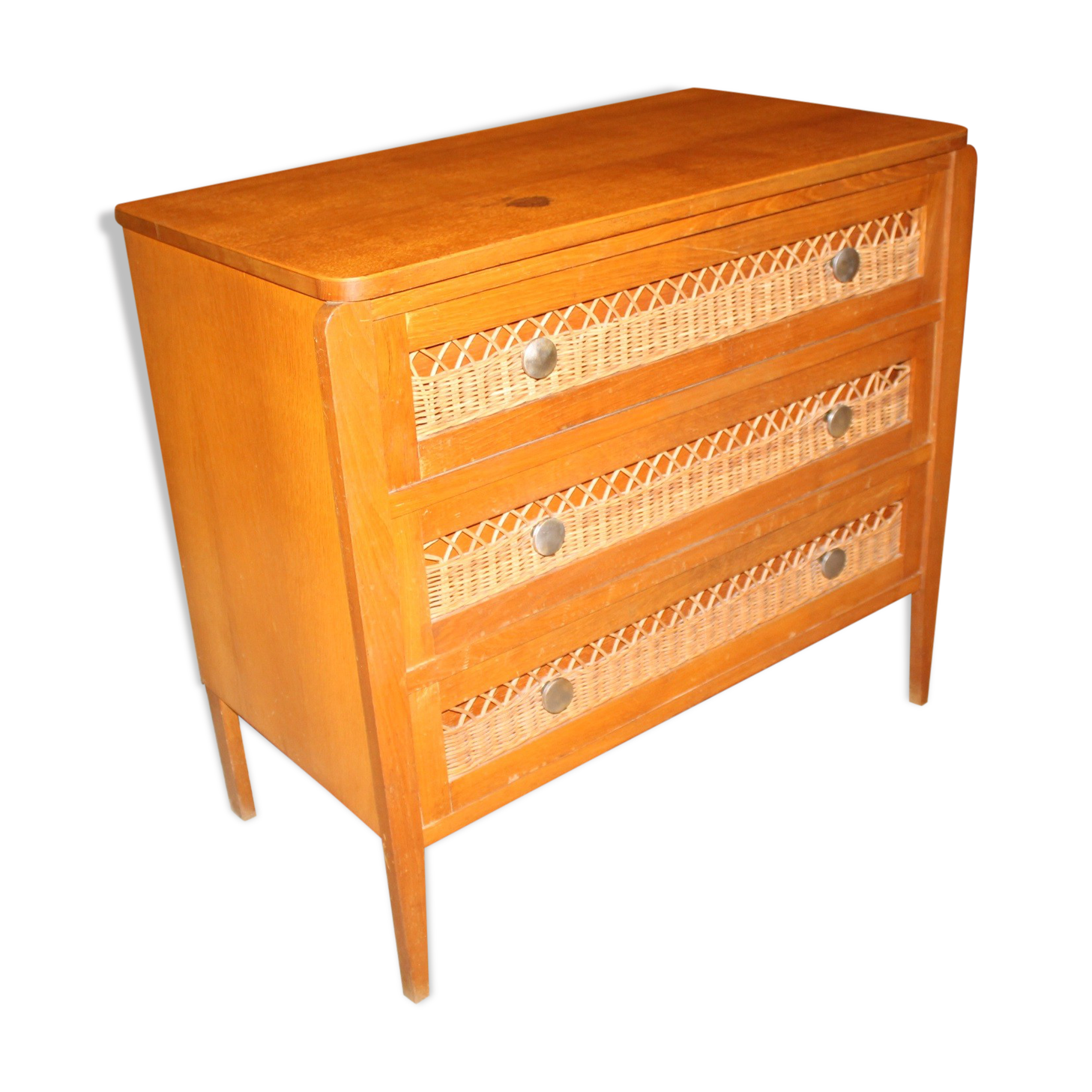 Vintage wicker chest of drawers