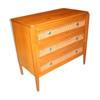 Commode vintage en osier