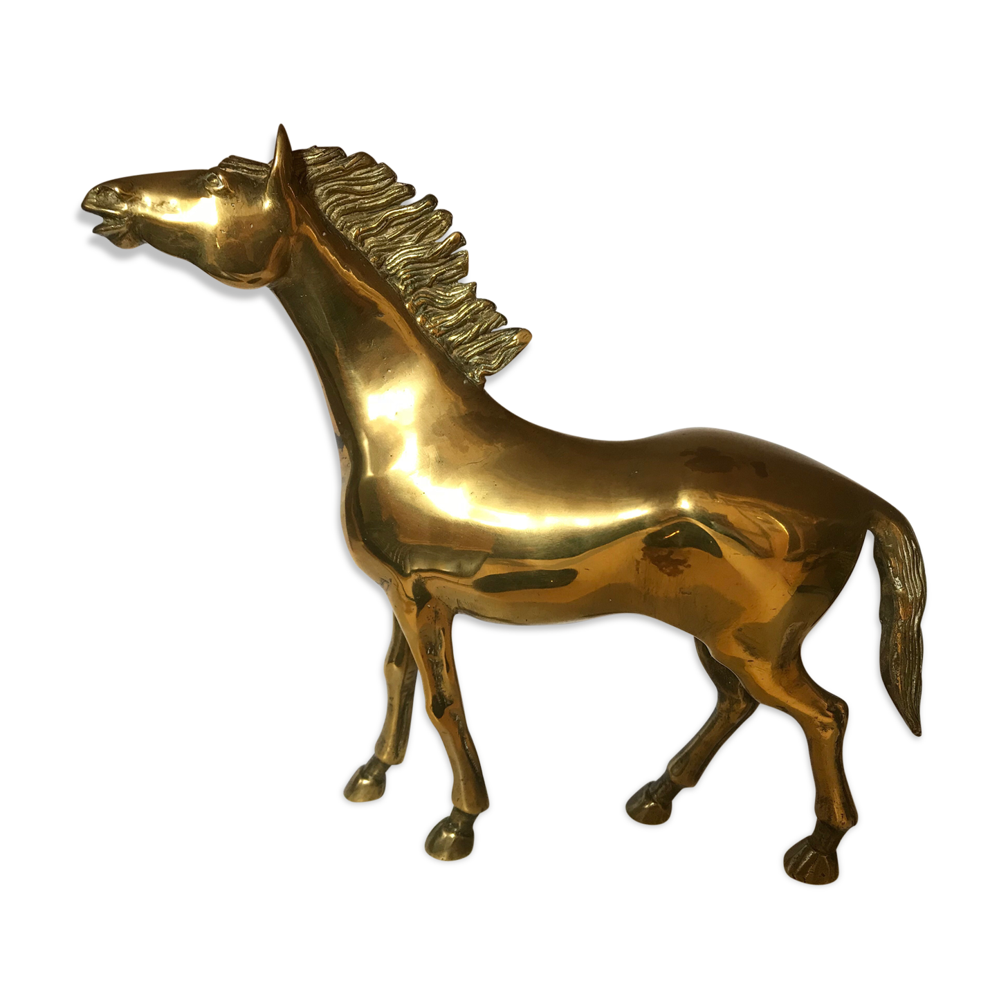 Statuette cheval en bronze doré