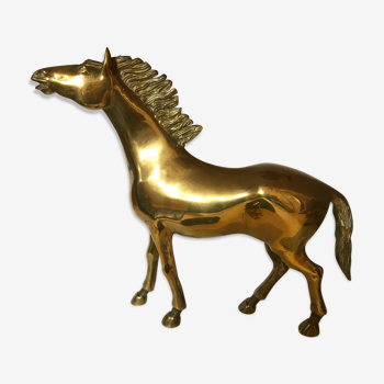 Statuette cheval en bronze doré
