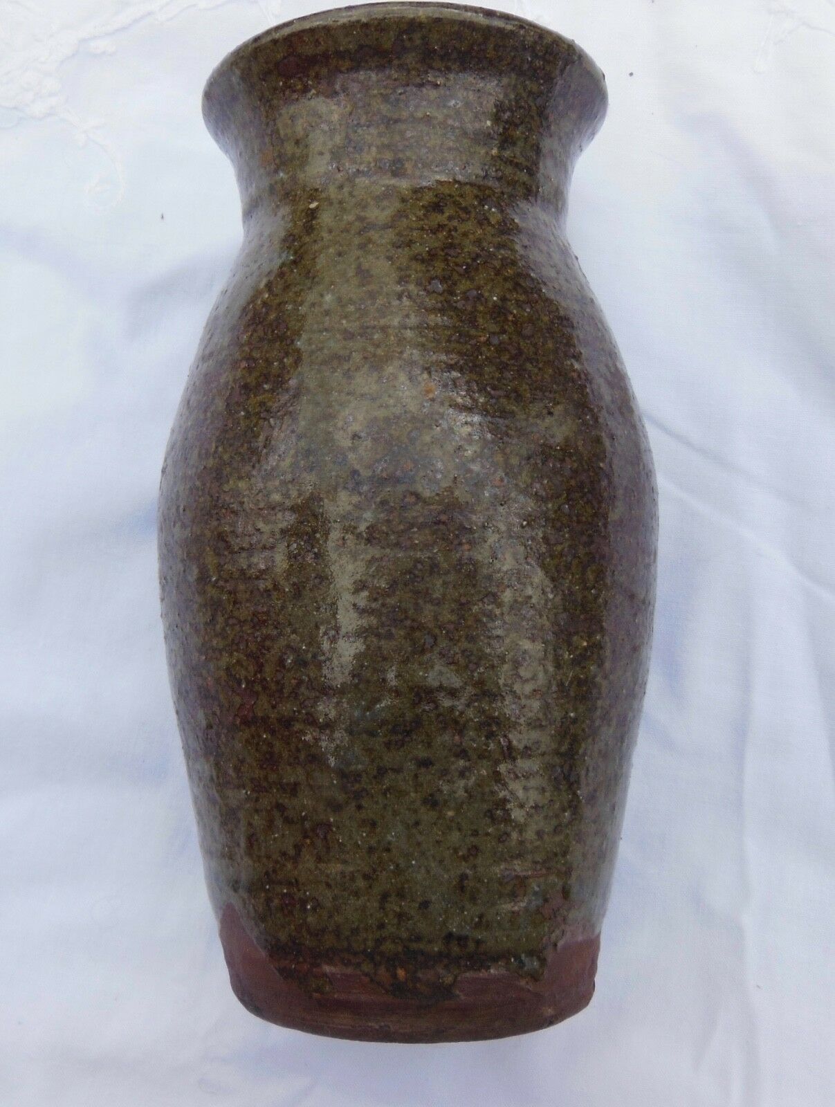 VASE IN SPECKLED AND GLAZED CERAMIC -MONOGRAMMED - TO BE IDENTIFIED