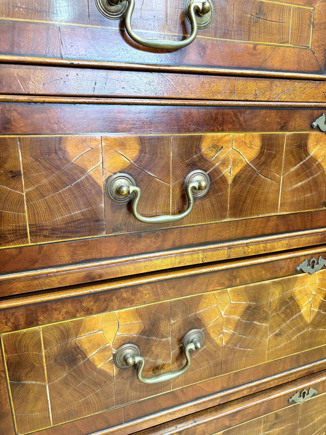 19th century Georgian style commode in end-grain wood marquetry.