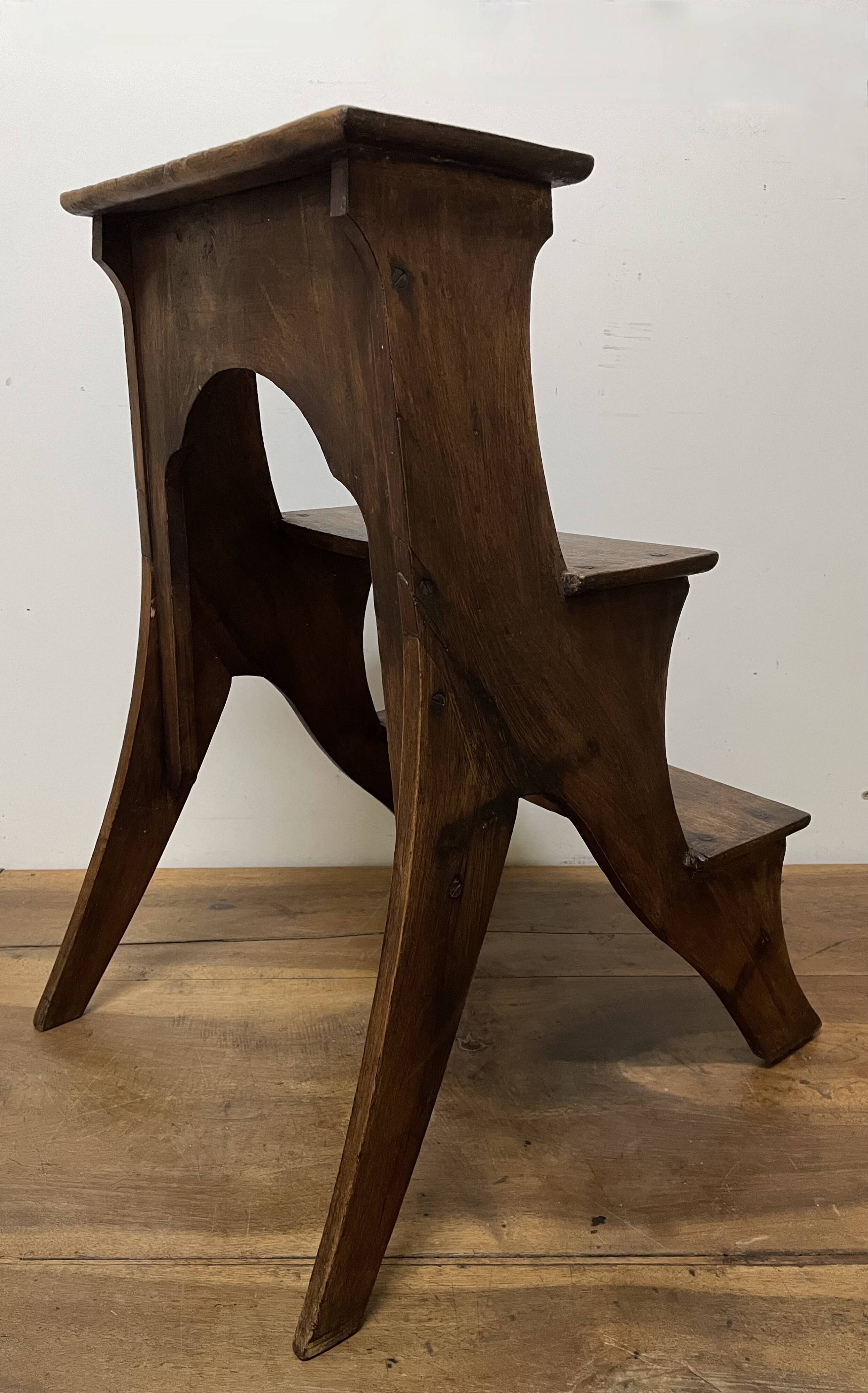 Walnut bookcase step stool