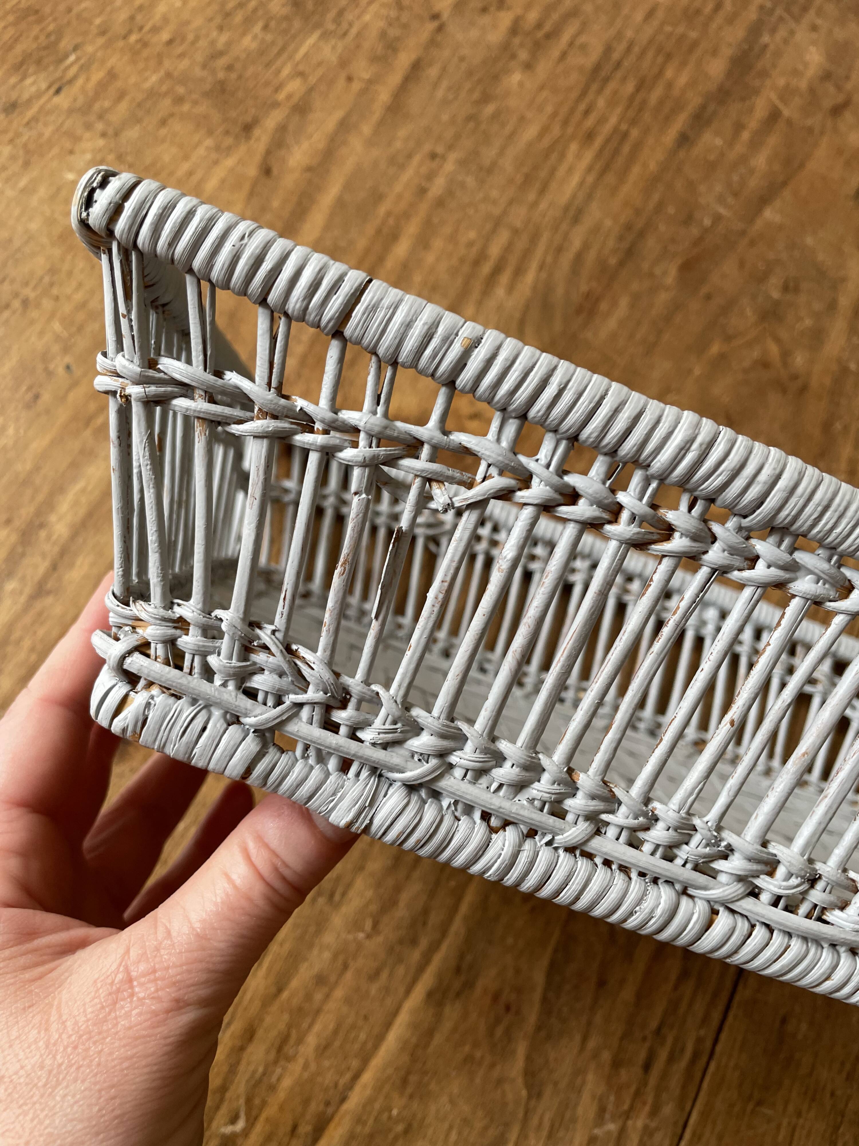 Bread basket, pocket emptying tray, storage box in grey rattan and wicker -