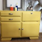 Mado sideboard in wood, marble and copper, restored