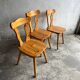 Set of 3 solid pine dining chairs – 1970s