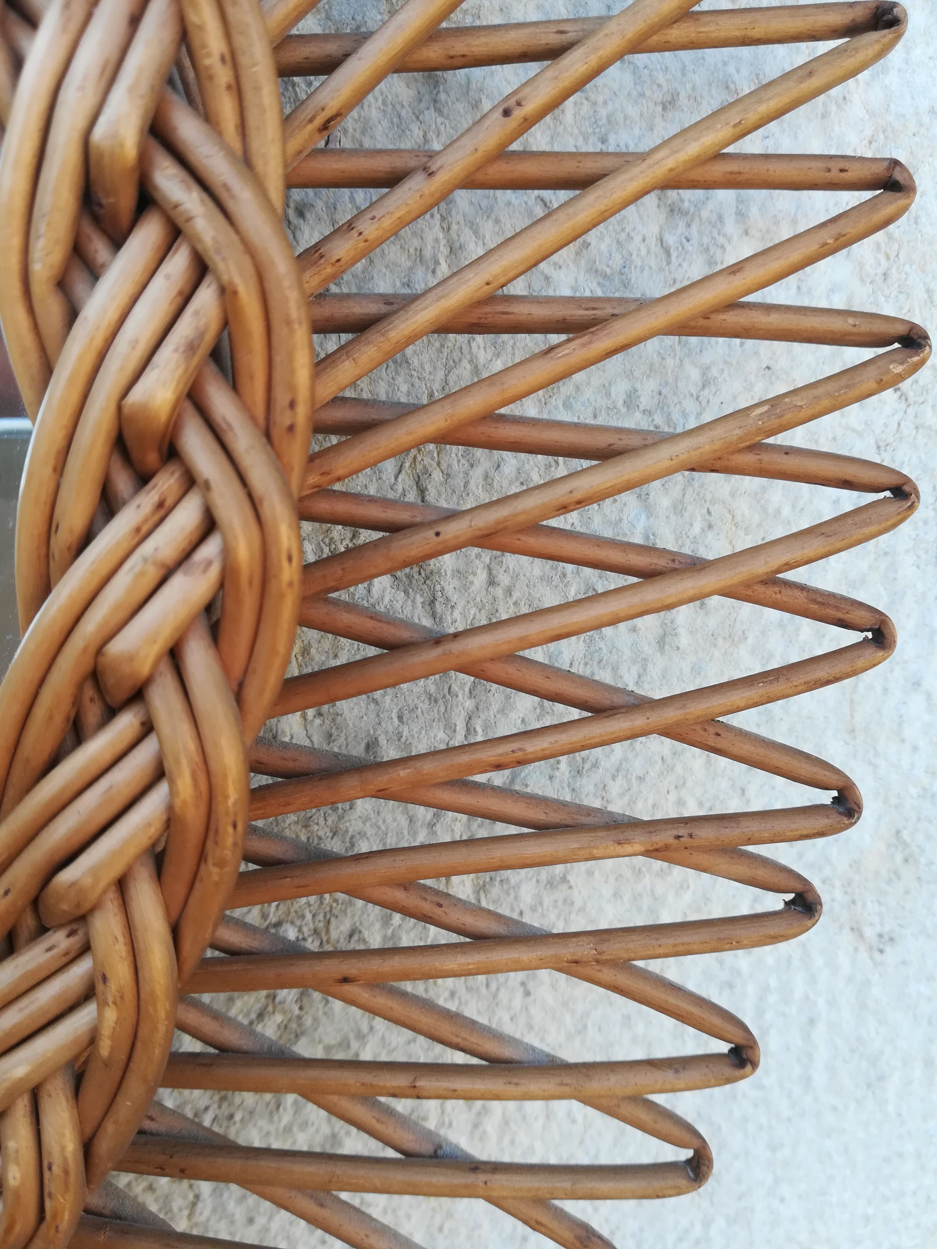 Vintage wicker round mirror 37cm