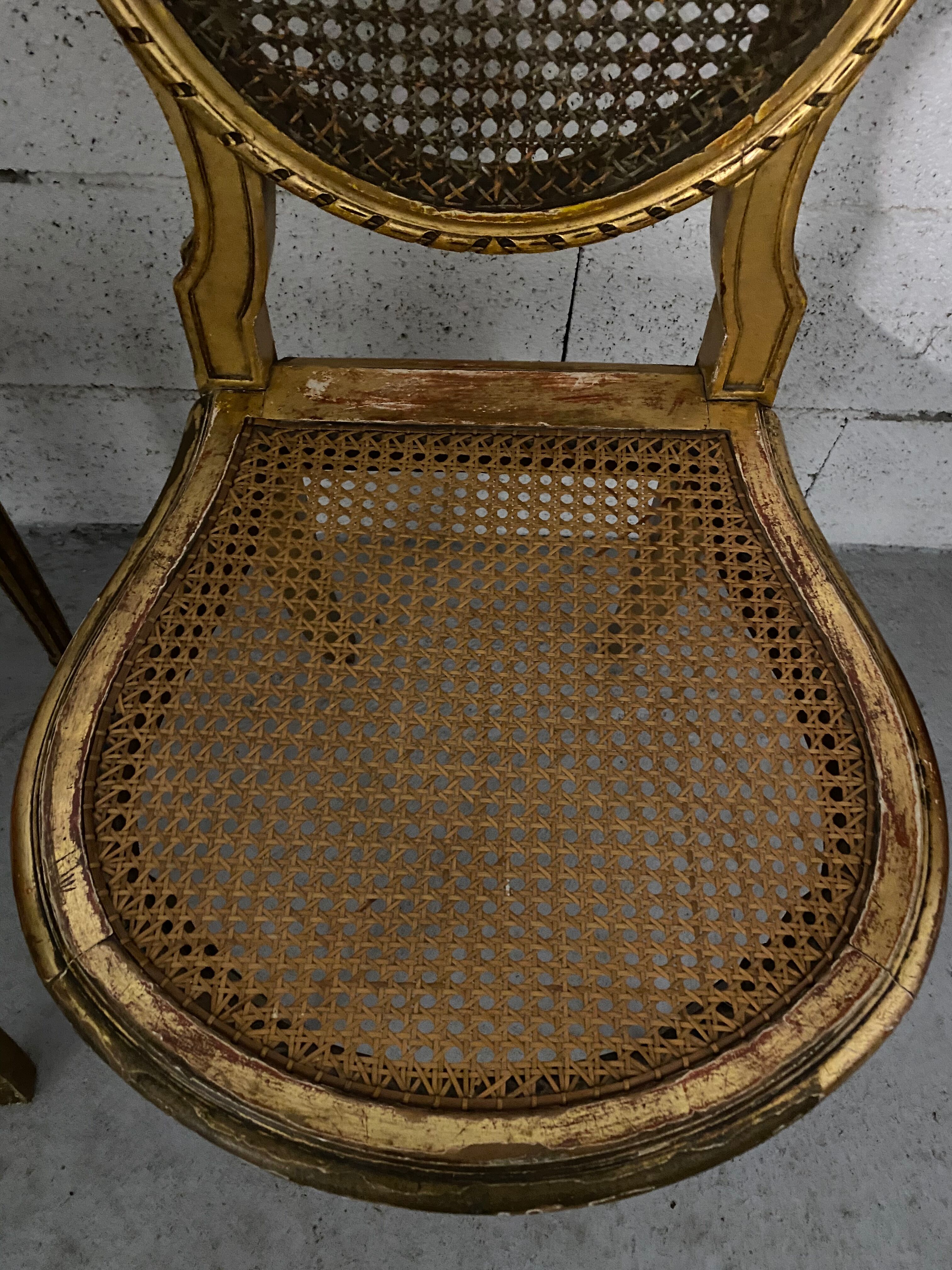 Pair of chairs Louis XVI gilded wood Masion Gouffé