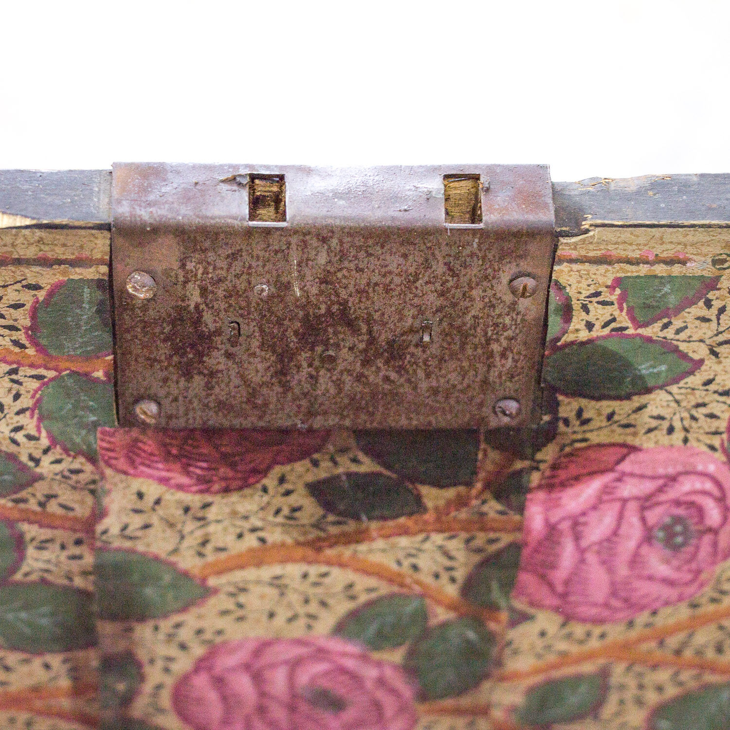 Black vintage wooden trunk