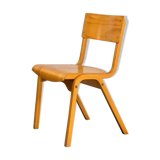 Vintage Stackable School Chairs made of wood and plywood, UK, 1970s