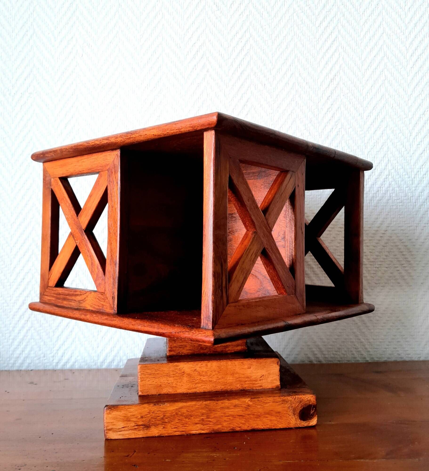Small vintage teak revolving bookcase