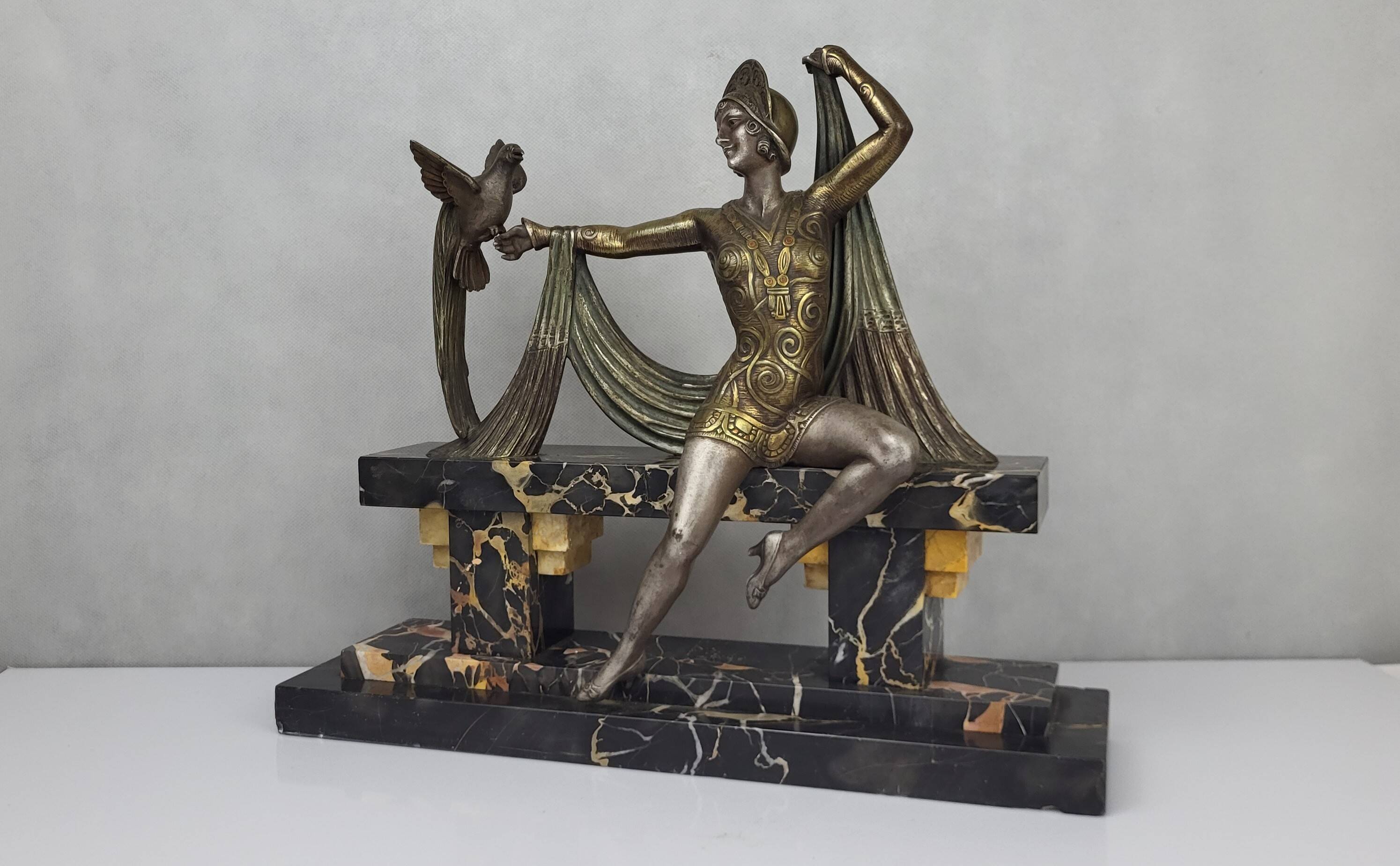 Art Deco bronze sculpture signed H. Molins