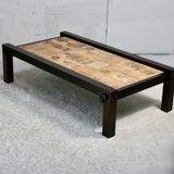 Roger Capron, rare, large coffee table with character decorations.
