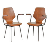 2 Carlo Ratti Style Minimalistic Plywood Side Chairs for Legni Curvati 50s