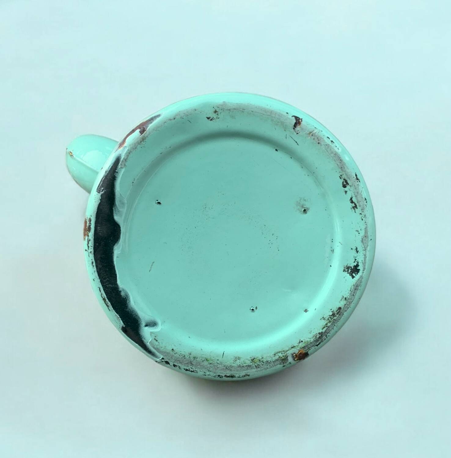 Vintage green enameled sheet metal coffee pot