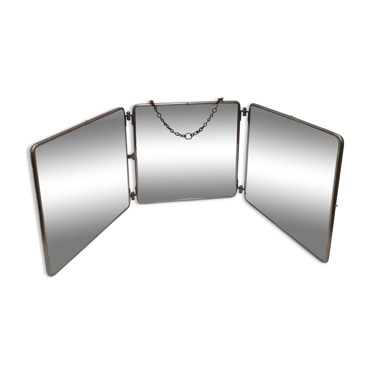 Square barber triptych mirror