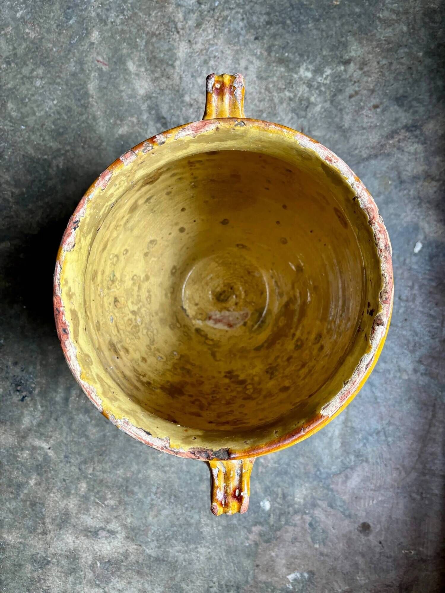 Grease pot, glazed ochre ceramic jar no. 4 - 18th century