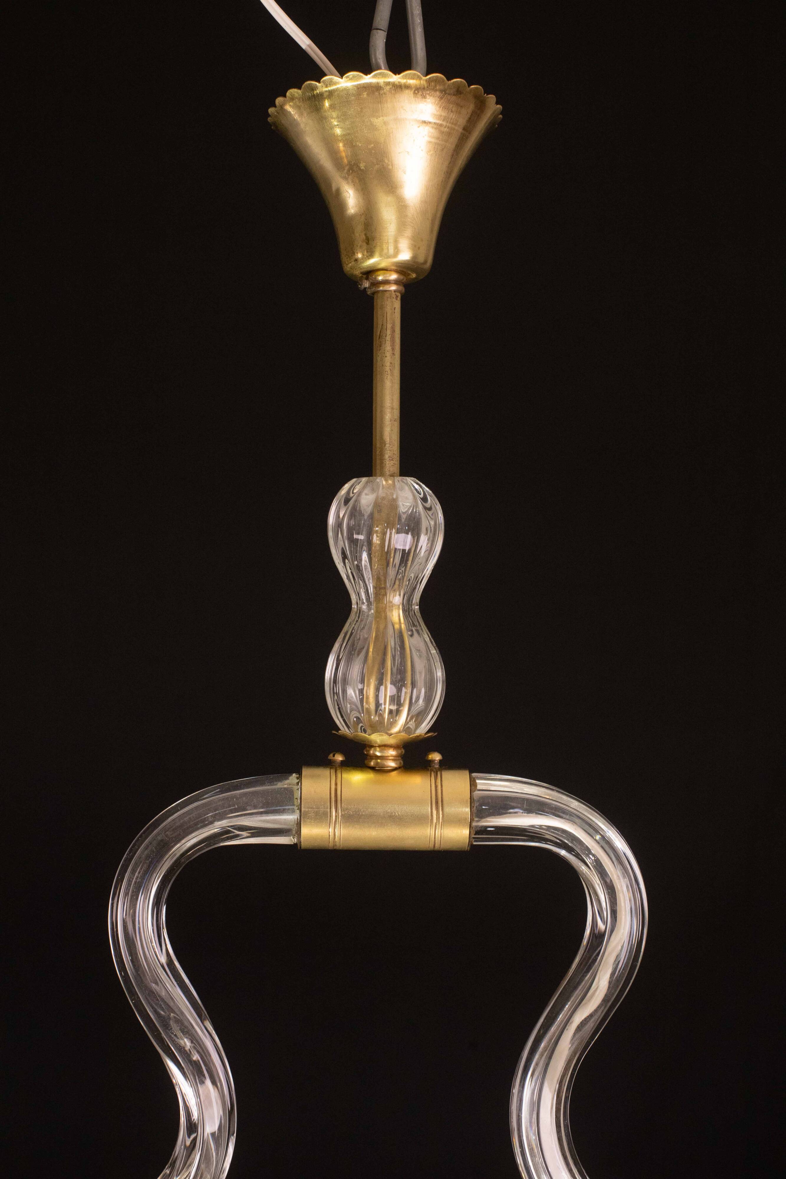 Trasparent Murano Glass Chandelier by Barovier e Toso, 1950s