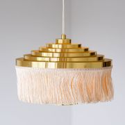 Hans Agne Jakobsson silk and brass fringe pendant circa 1960.